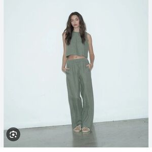 XiRENA blue wide leg 100% linen pants